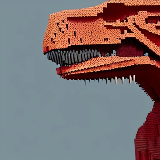 Image similar to photo of a T-Rex made of Lego, cinematic drama scene, scary 8k