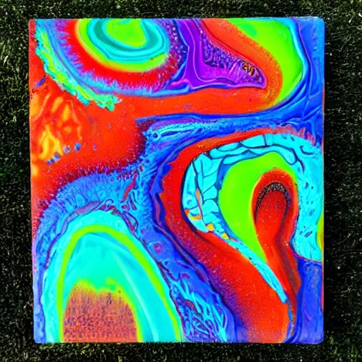 Prompt: acrylic pour painting, psychedelic, dreamy