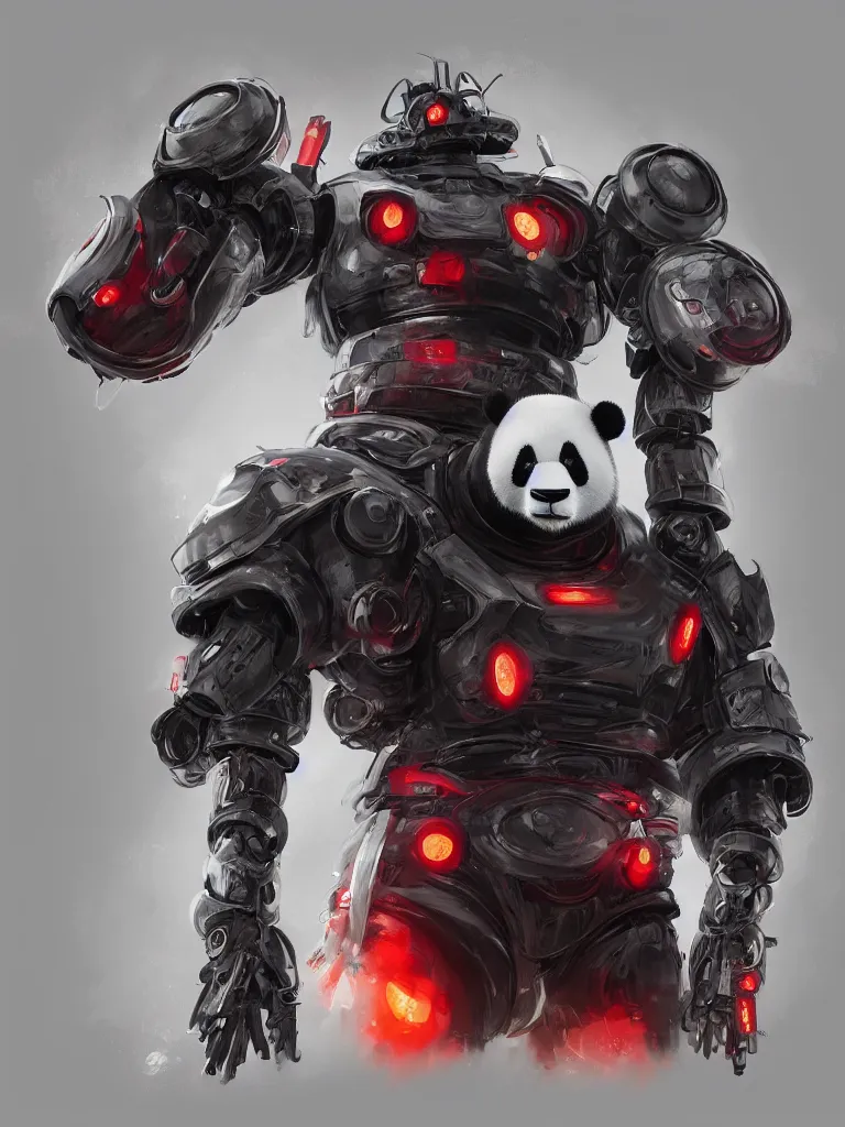 Image similar to “A detailed portrait of a giant robot panda dressed as a samurai, anime, trending on artstation, octane render, cgsociety, 4K, 8K”