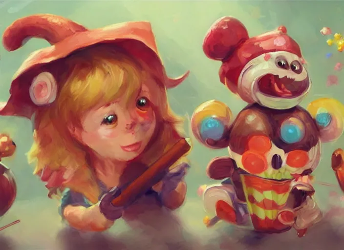 Image similar to concept art of cute candy characters, oil painting by Jama Jurabaev, extremely detailed, brush hard, artstation, for AAA game, high quality