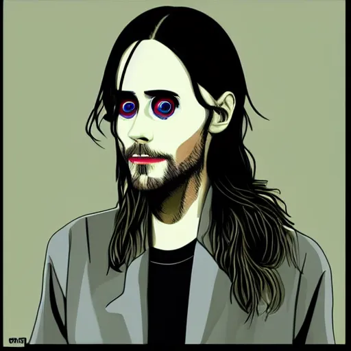 Image similar to jared leto in the style of junji ito