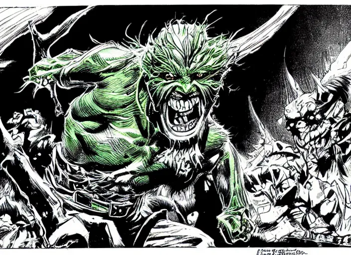 Image similar to green goblin illustration by mike ploog