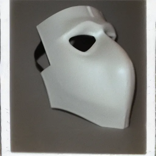 Image similar to grainy polaroid photo of a strange mask