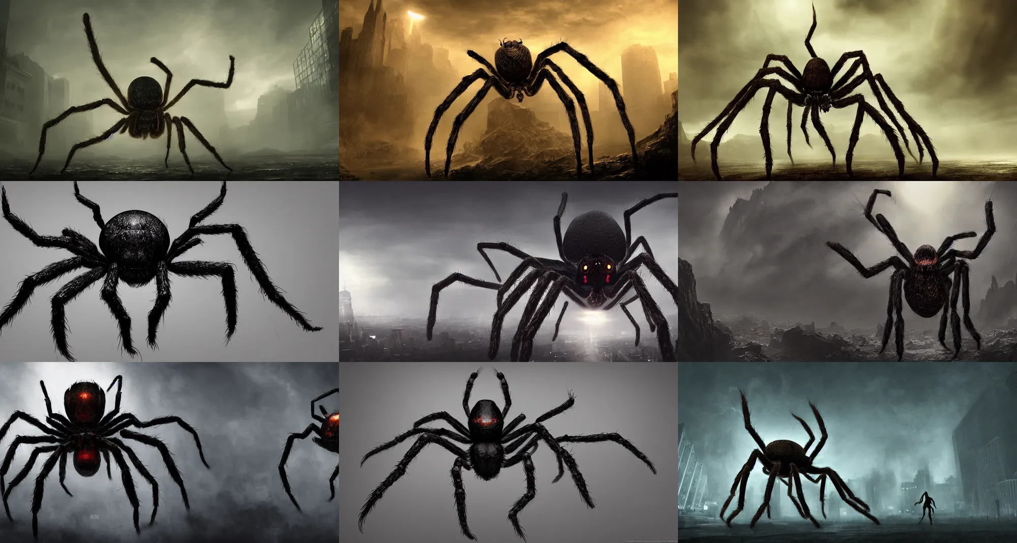 Prompt: a giant spider creature that looks like Tobey Maguire. Digital art, dark, epic, dramatic, volumetric lighting, trending on artstation, detailed, 8k