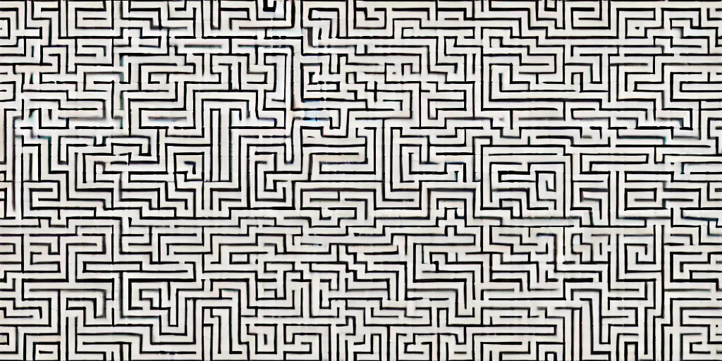 Image similar to seamless geometric maze pattern, black and white, art deco