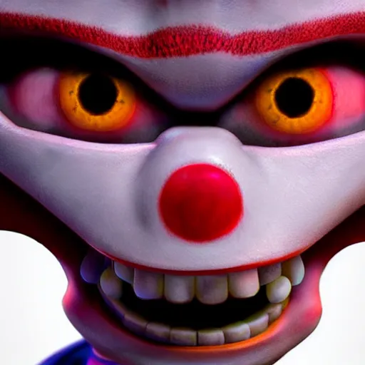 Prompt: crash bandicoot creepy hyperrealistic looking at the camera, artstation, dark, scary, showing teeth, bloodshot eyes, trending