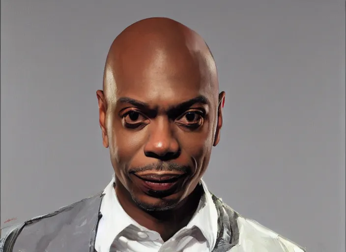 Image similar to a highly detailed beautiful portrait of dave chappelle as a [ [ robot ] ] by gregory manchess, james gurney, james jean