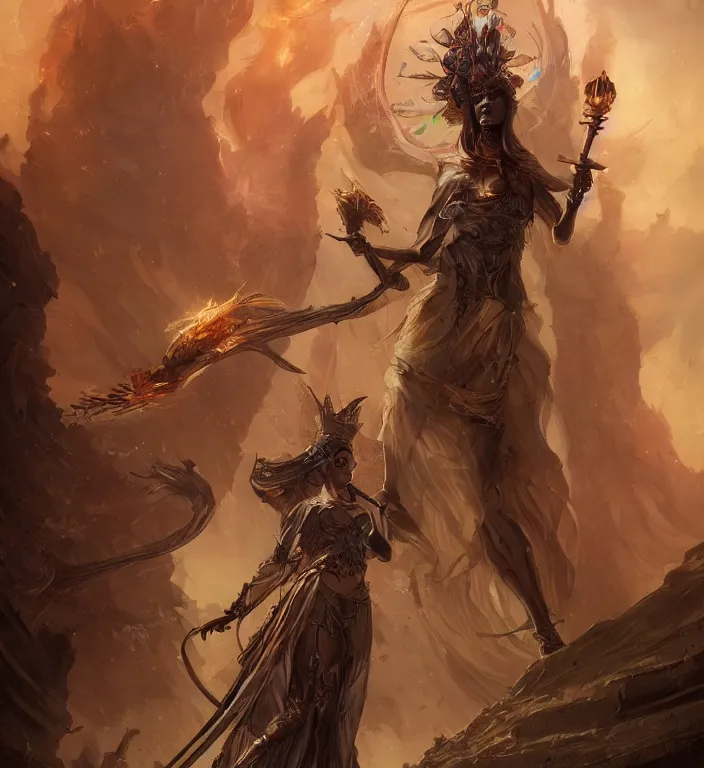 Prompt: full body illustration of a goddess, tarot card, dark souls colour scheme, establishing shot, coherent, high detailed, kerem beyit, Karol Bak, peter mohrbacher featured on artstation