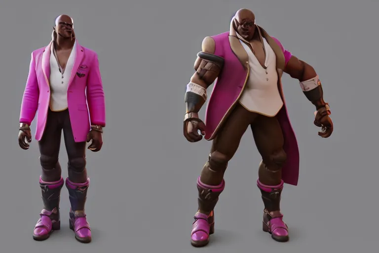 Image similar to doomfist, pink blazer, overwatch game, digital art, high detailed, unreal engine, artstation, 3 d render