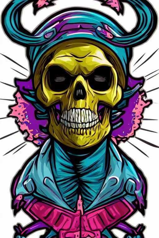 Image similar to A portrait of a skeletor that is a gangster, sticker, colorful, illustration, highly detailed, smooth and clean vector curves, no jagged lines, vector art, smooth