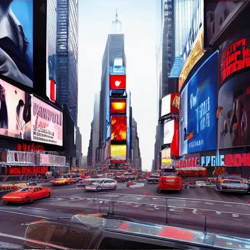 Prompt: of traffic in times square in the 7 0 s, photorealistic, hyperdetailed 3 d matte painting, hyperrealism, hyperrealistic, cinematic, unrealengine octane render