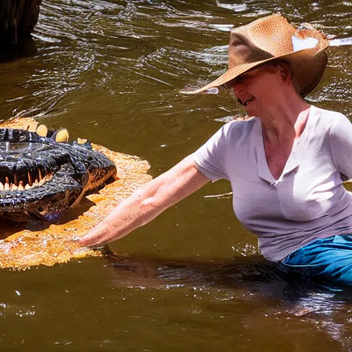 Image similar to human crocodile, photograph captured at woodland creek