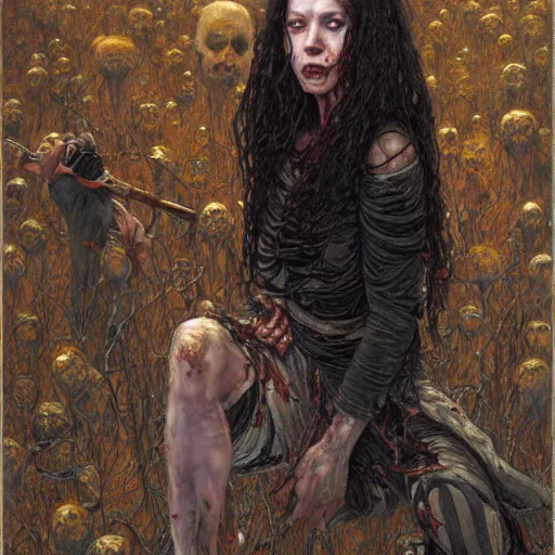 Image similar to portrait of a woman in a zombie apocalypse, by donato giancola.