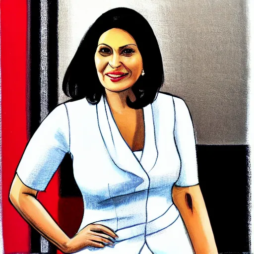 Image similar to priti patel by Wayne Barlow