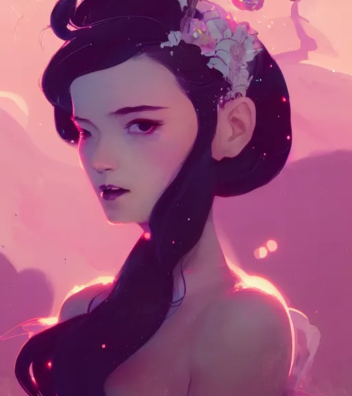 Image similar to portrait of a beautiful female fairy queen in complex and shiny dress by ross tran and atey ghailan, by greg rutkowski, by greg tocchini, by james gilleard, by joe fenton, by kaethe butcher, dynamic lighting, grunge aesthetic