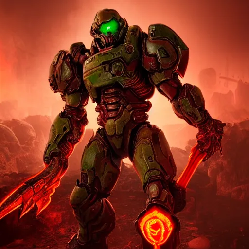 Image similar to doom slayer from doom eternal, photography