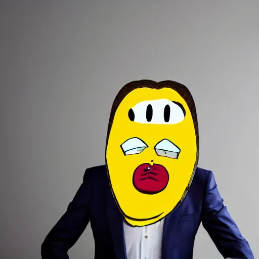 Image similar to a man wearing a suit banana head