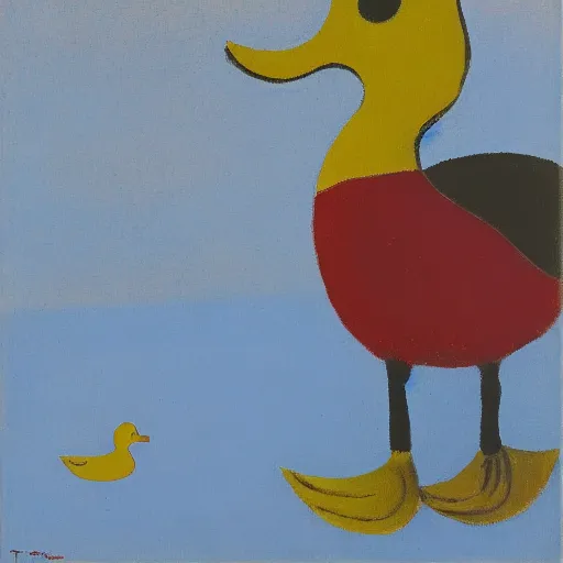 Prompt: a duck on the prowl oil painting rufino tamayo