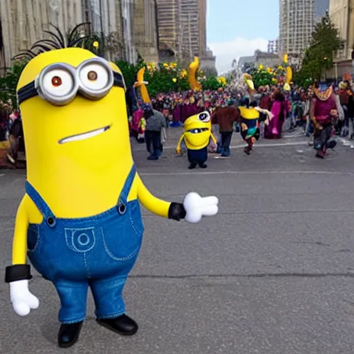 Image similar to minion macys parade float realistic photo