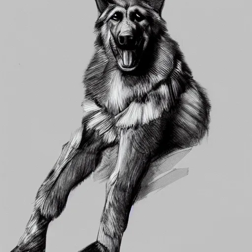 Image similar to a humanoid german shepherd beast - man, wearing gym suit, sitting on a couch, artstation, concept art, smooth, sharp foccus ilustration, artstation