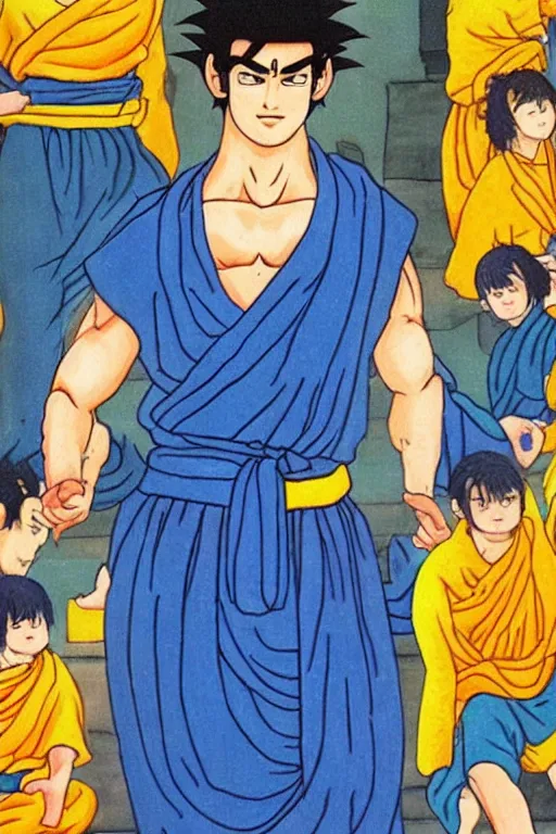 Prompt: Sangoku as a real human