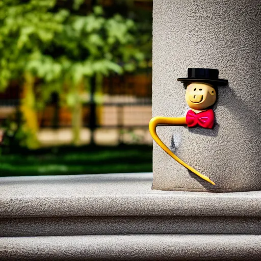 Prompt: planters mr peanut with cane and monocle, ( sony a 7 r iv, symmetric balance, polarizing filter, photolab, lightroom, 4 k, dolby vision, photography awardm, voque, perfect face )