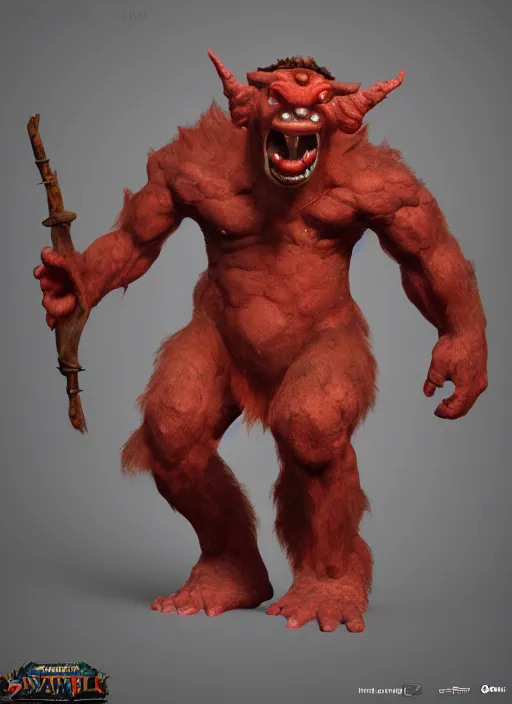 Image similar to а fantasy Proto-Slavic skinny red troll creature inspired blizzard games, full body, detailed and realistic, 4k, trending on artstation, octane render