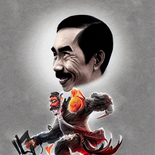 Prompt: Joko Widodo as character in DOTA, illustration, poster