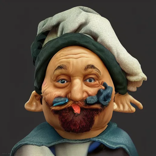 Prompt: “Hasselblad photo of a tricky huckster gnome, hyperrealism, trending on artstation”