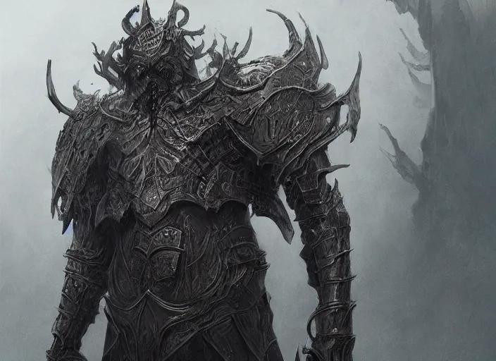 Prompt: elrik the void knight concept art, symmetrical, rule of three, detailed body, detailed face, ultradetailed digital illustration, 8 k, epic atmosphere, digital art by dang my linh and beksinski