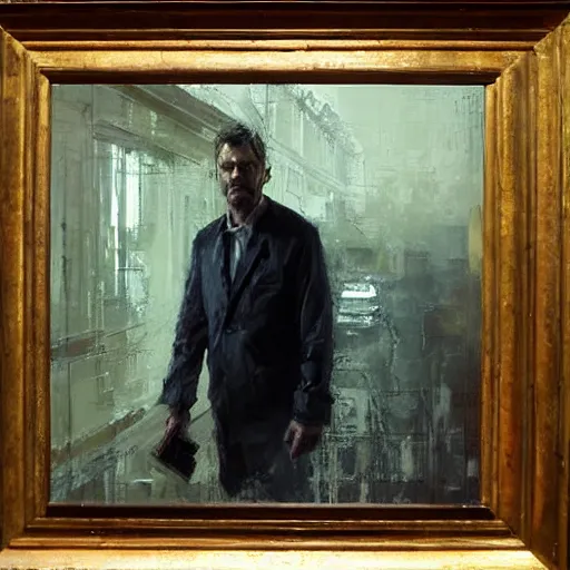 Prompt: face protrait of doctor house,, jeremy mann painting