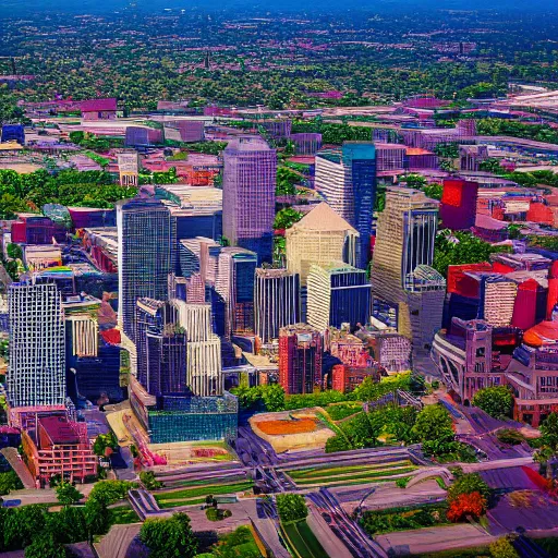 Image similar to Aerial tilt-shifted photograph of Columbus, OH with a rainbow