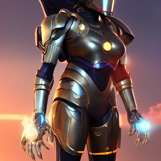 Prompt: a woman hero in a themed futuristic metal suit, super hero, armor, sleek, beautiful face, cinematic pose, sci - fi, egypt themed art, photorealistic, 8 k, pharah, ultron, concept art, extremely detailed