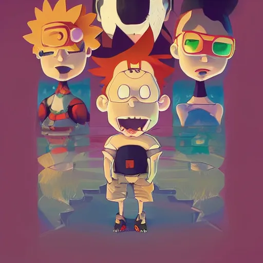 Image similar to face icon stylized minimalist rugrats, loftis, cory behance hd by jesper ejsing, by rhads, makoto shinkai and lois van baarle, ilya kuvshinov, rossdraws global illumination