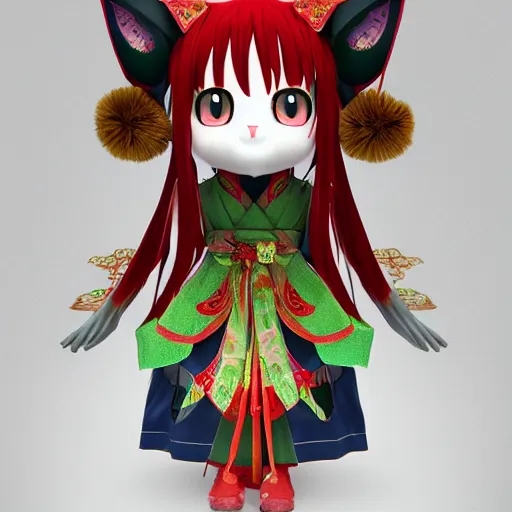 Prompt: cute fumo plush cat priestess of the forest temple, feline shrine maiden in elaborate ceremonial regalia, anime girl, vray