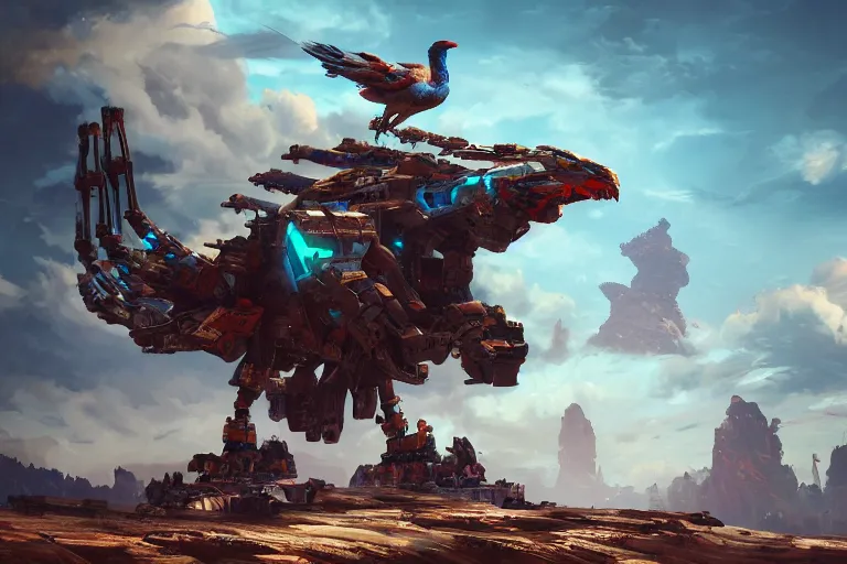 Image similar to stormbird machine mecanical creature robot of horizon forbidden west horizon zero dawn bioluminiscence global illumination ray tracing hdr fanart arstation by ian pesty and alena aenami artworks in 4 k