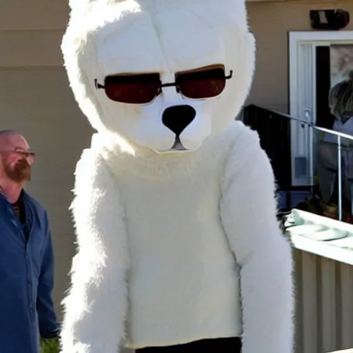 Prompt: Walter White wearing a fursuit