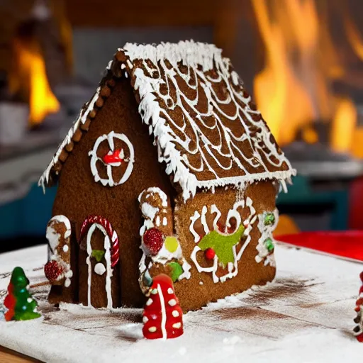 Image similar to gingerbread house arson scene, high resolution news photo, no ( ( ( ( ( ( ( ( ( ( ( ( ( ( ( ( ( ( ( ( watermark ) ) ) ) ) ) ) ) ) ) ) ) ) ) ) ) ) ) ) )