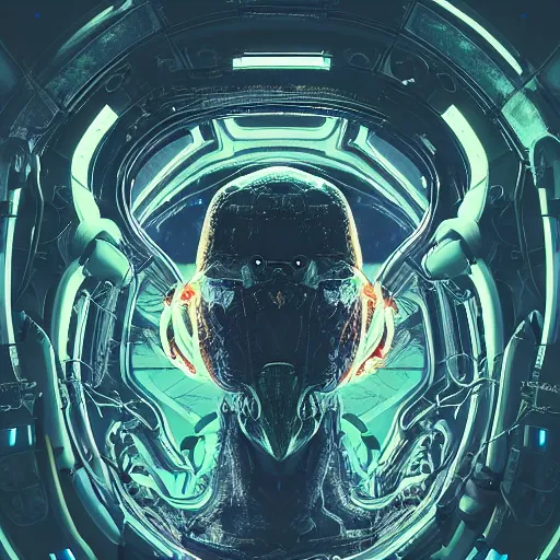 Image similar to portrait of a squid monster astronaut. full body portrait, intricate abstract. cyberpunk, intricate artwork. neon eyes, by Tooth Wu, wlop, beeple. octane render, trending on artstation, greg rutkowski very coherent symmetrical artwork. cinematic, hyper realism, high detail, octane render, 8k, minimalistic, hyperrealistic surrealism, award winning masterpiece with incredible details, a surreal vaporwave liminal space, highly detailed, trending on ArtStation