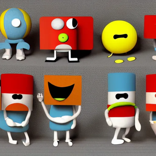 Prompt: realphoto 3D characters from Mr. Men, by Roger Hargreaves