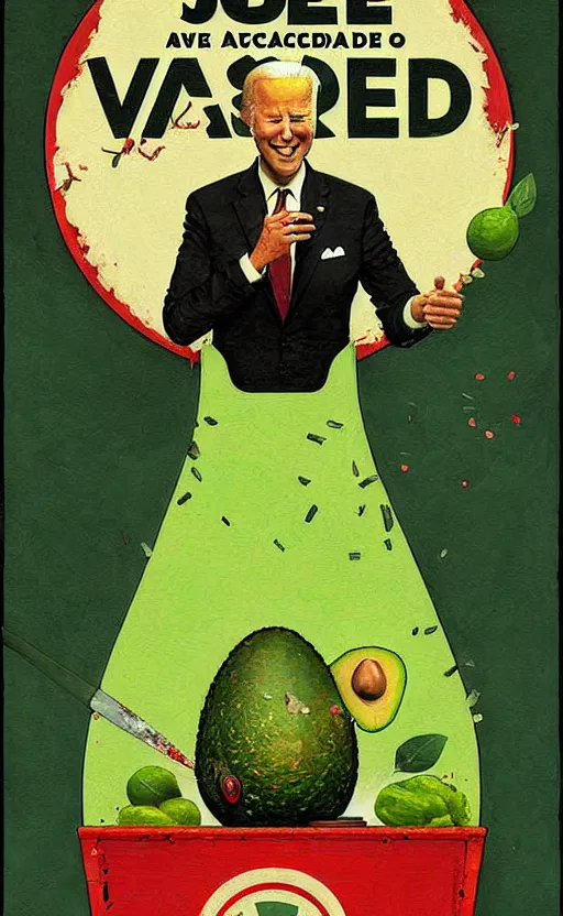 Image similar to joe biden avocado painting propaganda poster by chiara bautista, beksinski and norman rockwell and greg rutkowski weta studio, and lucasfilm