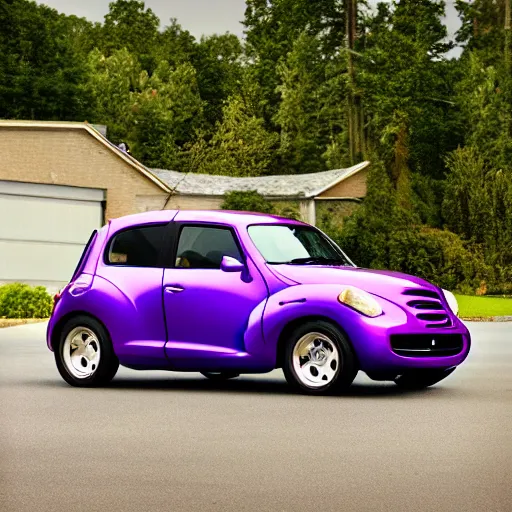 Image similar to A photograph of a purple PT Cruiser