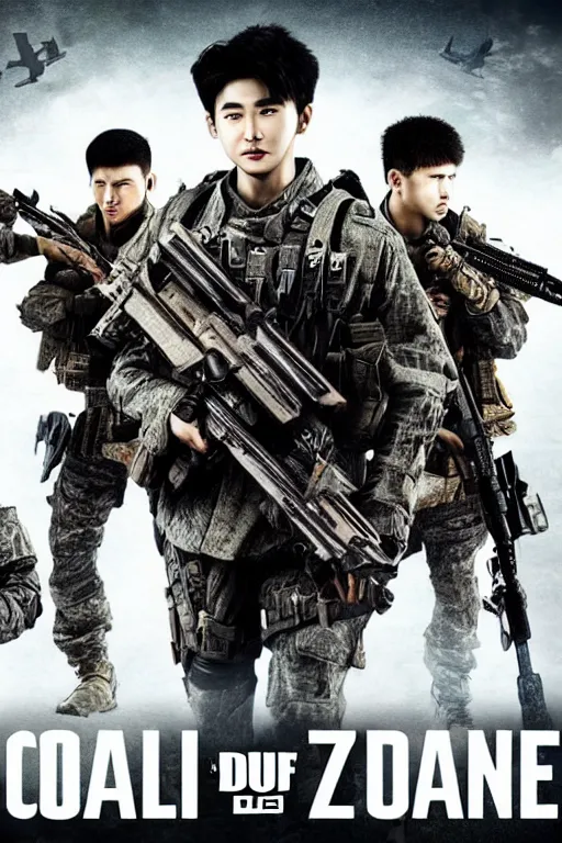 Image similar to cai xukun in call of duty warzone, poster, detailed