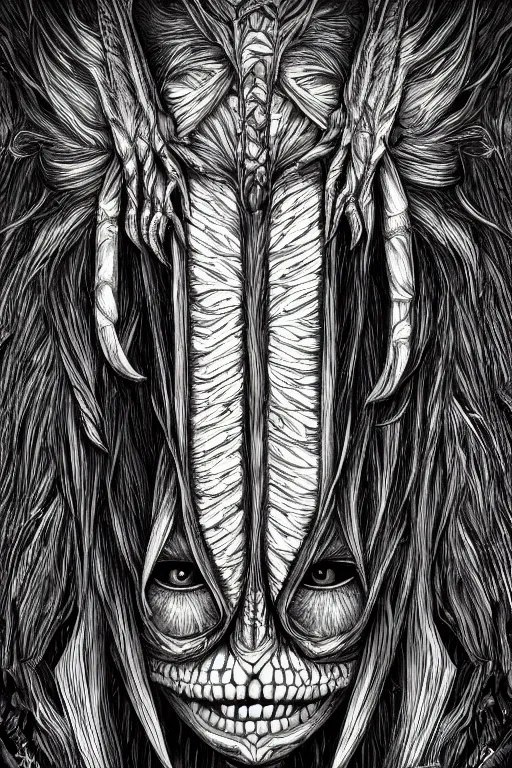 Prompt: corn humanoid figure monster, symmetrical, highly detailed, digital art, sharp focus, trending on art station, amber eyes