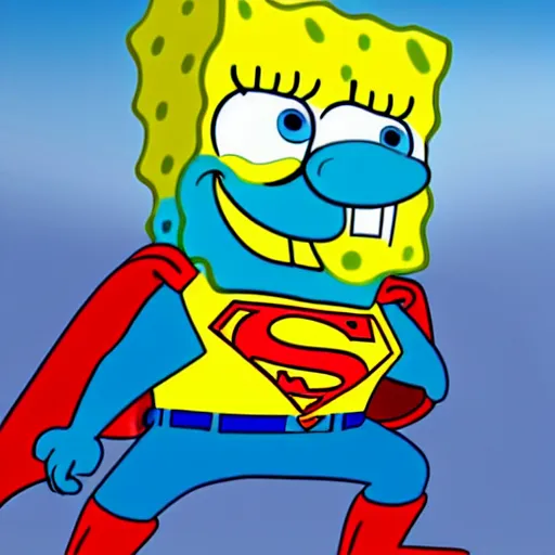 Prompt: spongebob as superman