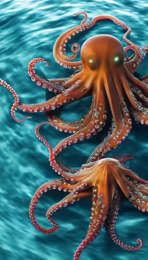 Image similar to Photo of a octopus in the ocean centered-photograph film still, dynamic action pose, National Geographic, insane detail, intricate, highly detailed, Zeiss Lens, DSLR photography, smooth, sharp focus, Unreal Engine 5, Octane Render, 35mm lens Redshift, depth of field 8K