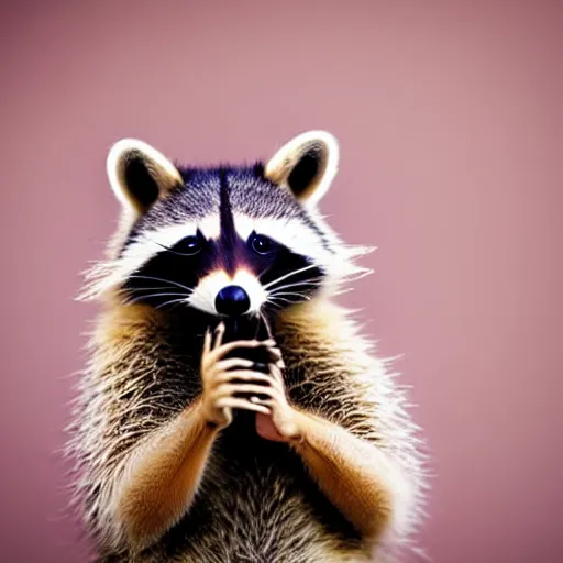 Prompt: a portrait photo of a beautiful racoon wearing a dress, hanging party decorations