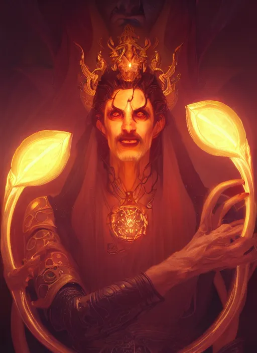 Image similar to portrait of hades, god of death, fantasy, glowing lights!! intricate, elegant, highly detailed, artstation, concept art, smooth, sharp focus, hearthstone, illustration, art by artgerm and greg rutkowski and alphonse mucha, 8 k