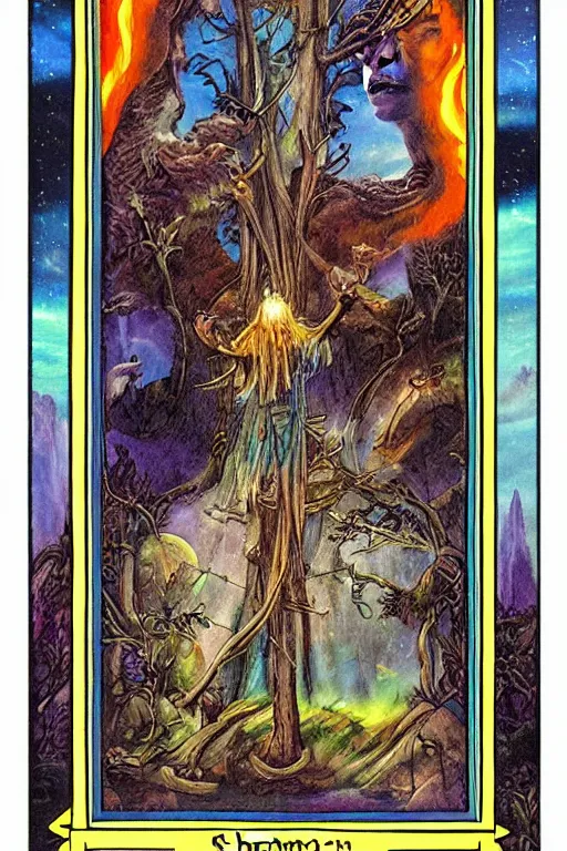 Prompt: beautiful shamanic tarot card border, matte painting, fantasy art