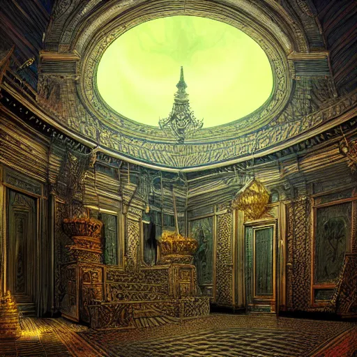 Image similar to Photorealistic ethereal dream palace in the style of Michael Whelan and Gustave Dore. Hyperdetailed photorealism, 108 megapixels, amazing depth, glowing rich colors, powerful imagery, psychedelic Overtones, 3D finalrender, 3d shading, cinematic lighting, artstation concept art